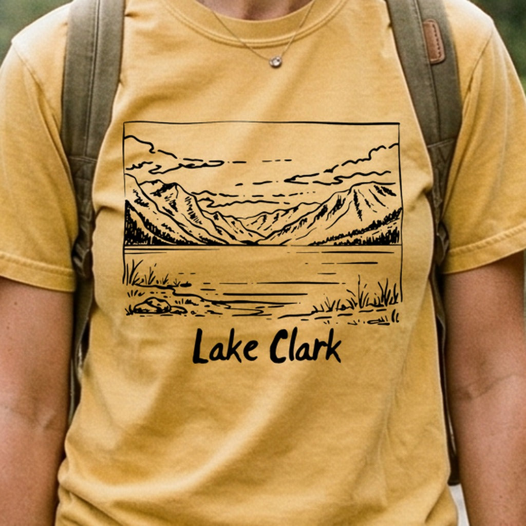 Lake Clark Line Drawing Cotton T-Shirt