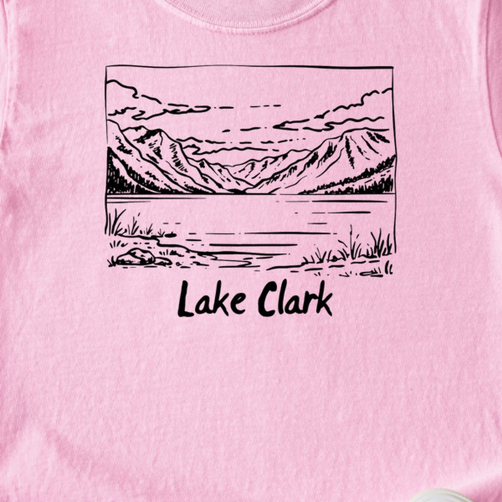 Lake Clark Line Drawing Kids Cotton T-Shirt