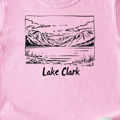 Lake Clark Line Drawing Kids Cotton T-Shirt