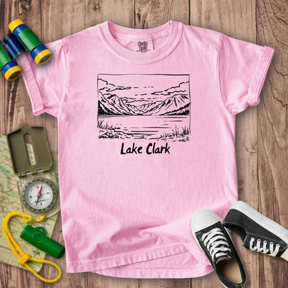 Lake Clark Line Drawing Kids Cotton T-Shirt