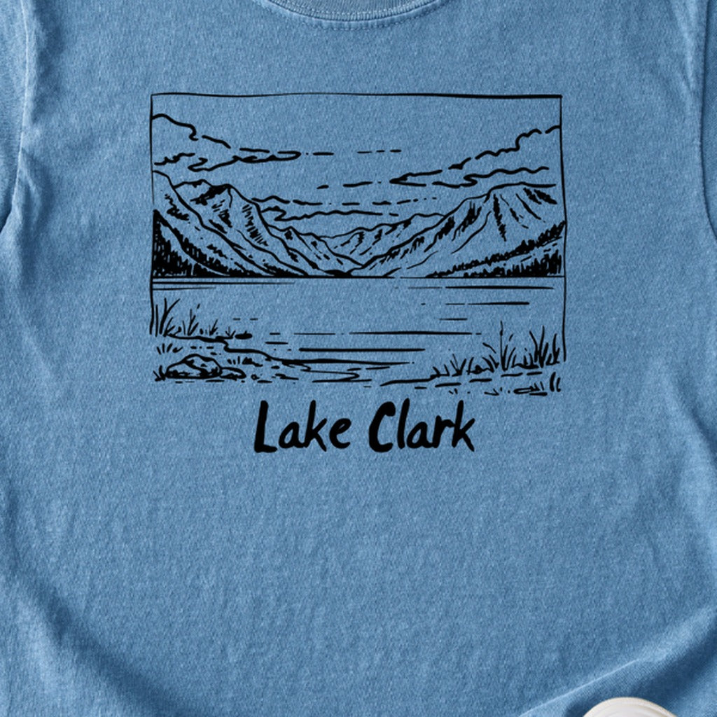 Lake Clark Line Drawing Kids Cotton T-Shirt