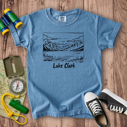 Lake Clark Line Drawing Kids Cotton T-Shirt