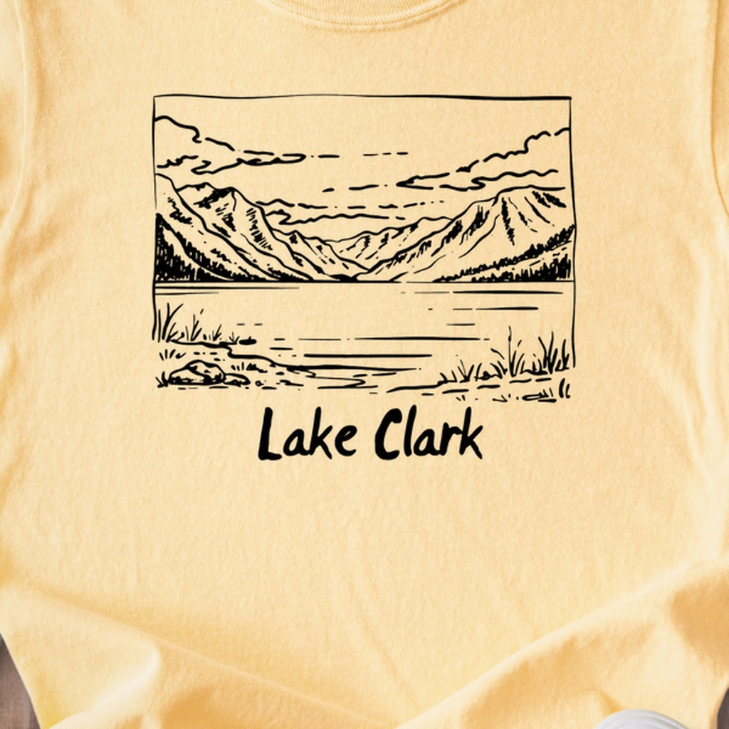 Lake Clark Line Drawing Kids Cotton T-Shirt