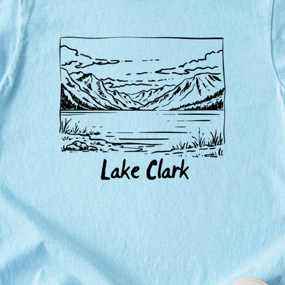 Lake Clark Line Drawing Kids Cotton T-Shirt