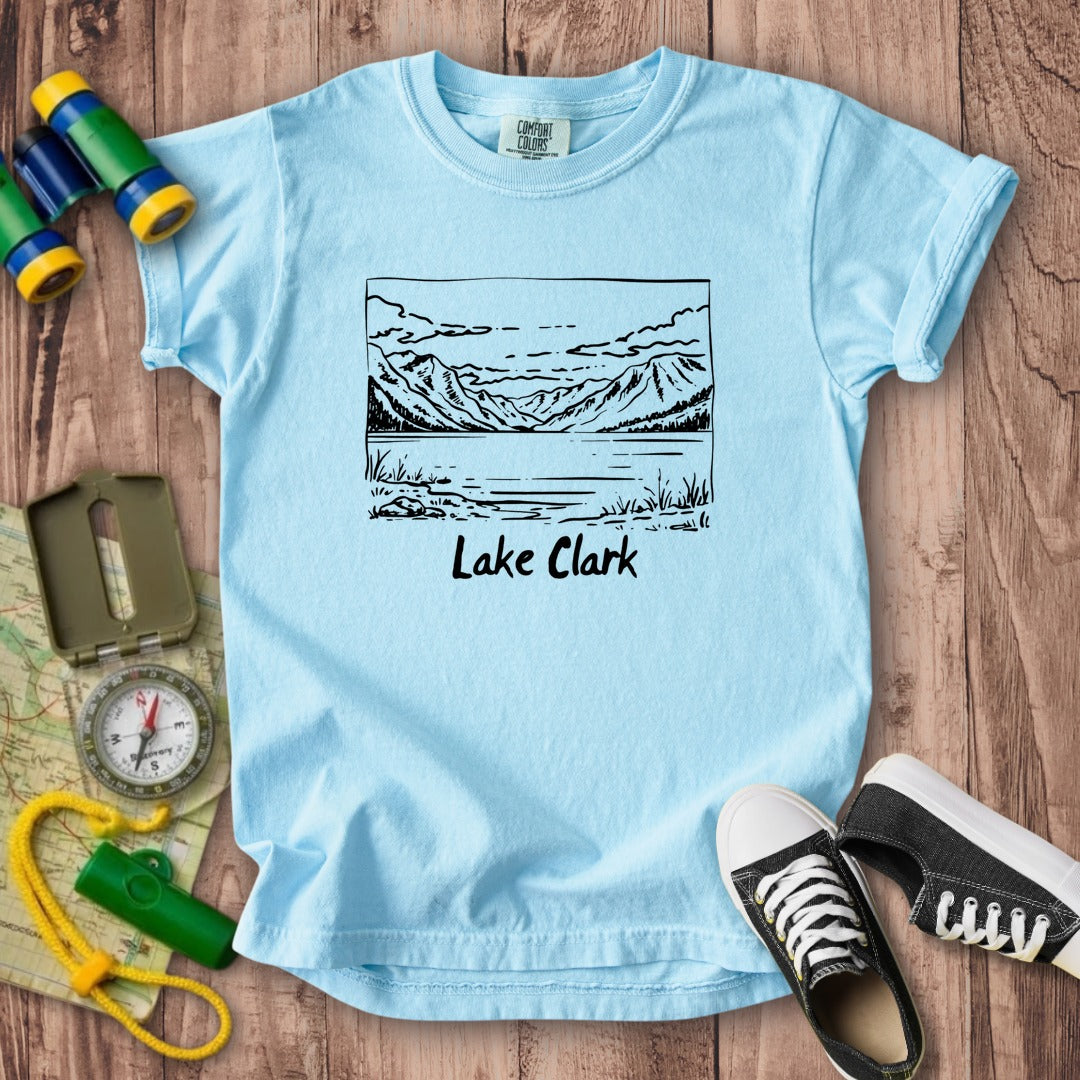 Lake Clark Line Drawing Kids Cotton T-Shirt