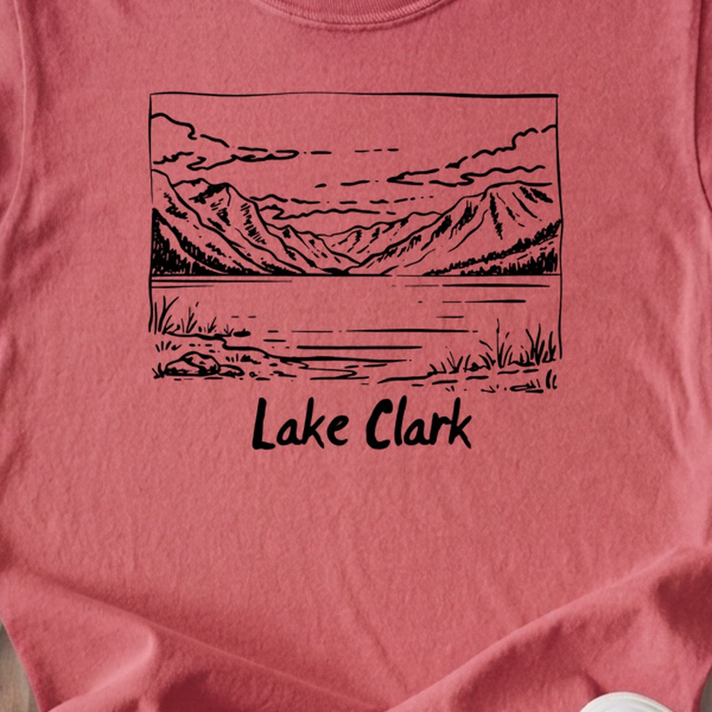 Lake Clark Line Drawing Kids Cotton T-Shirt