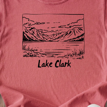 Lake Clark Line Drawing Kids Cotton T-Shirt