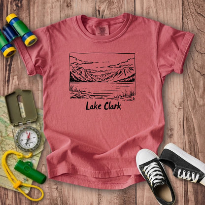 Lake Clark Line Drawing Kids Cotton T-Shirt
