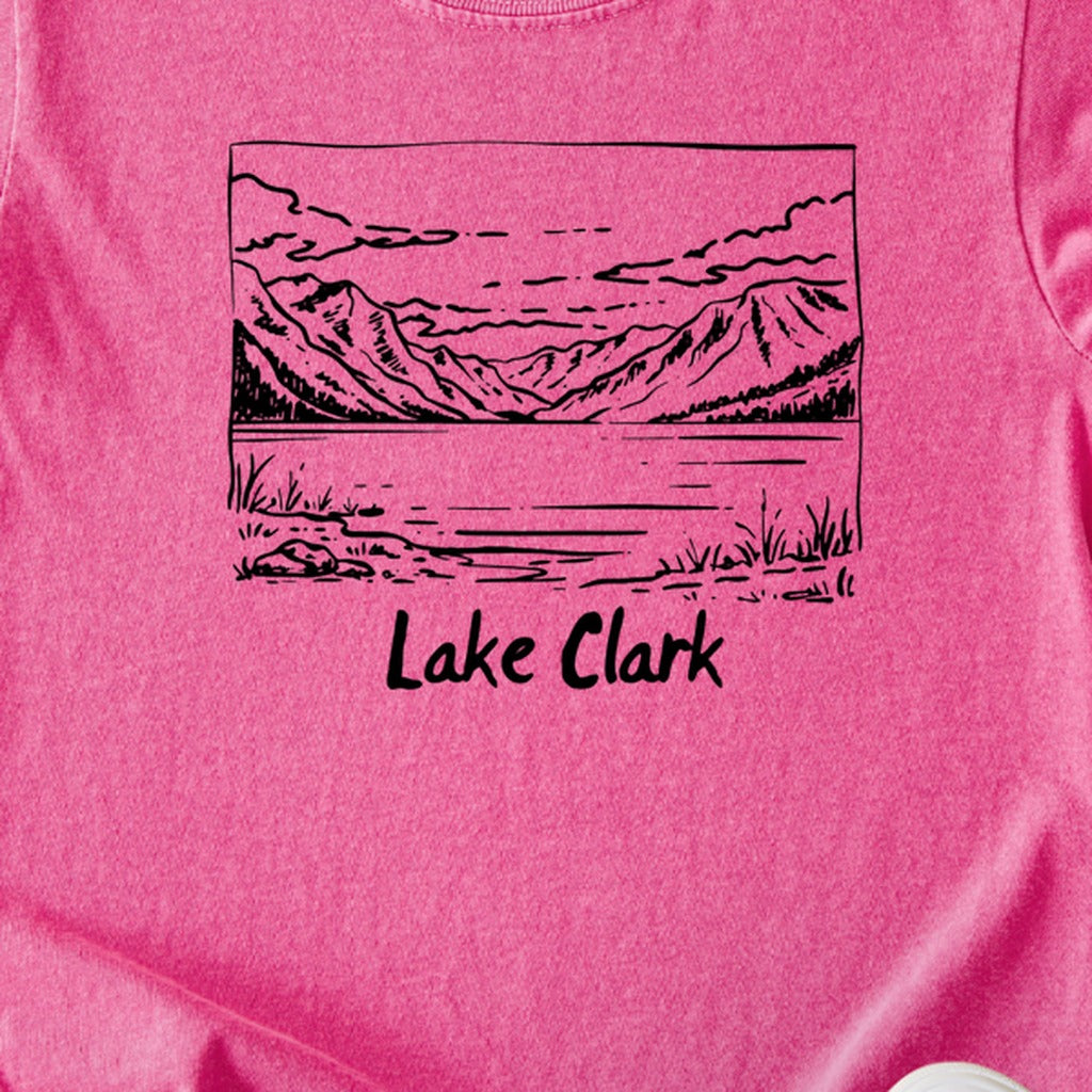 Lake Clark Line Drawing Kids Cotton T-Shirt