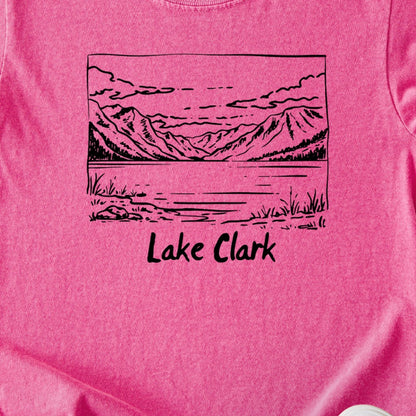 Lake Clark Line Drawing Kids Cotton T-Shirt
