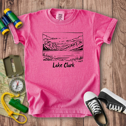 Lake Clark Line Drawing Kids Cotton T-Shirt
