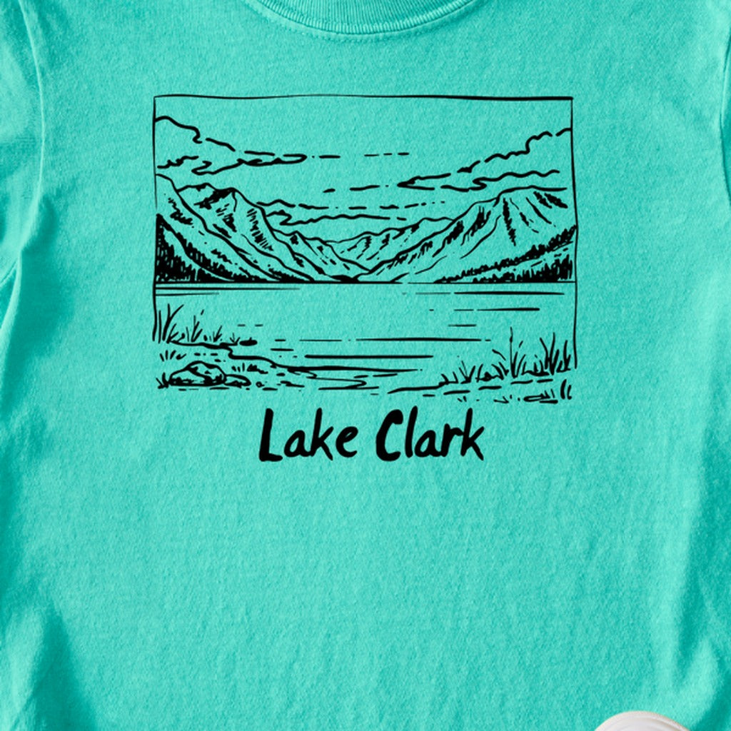 Lake Clark Line Drawing Kids Cotton T-Shirt