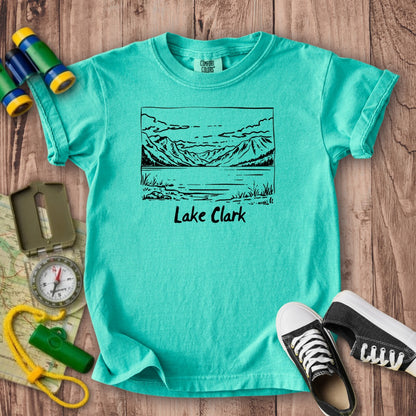 Lake Clark Line Drawing Kids Cotton T-Shirt