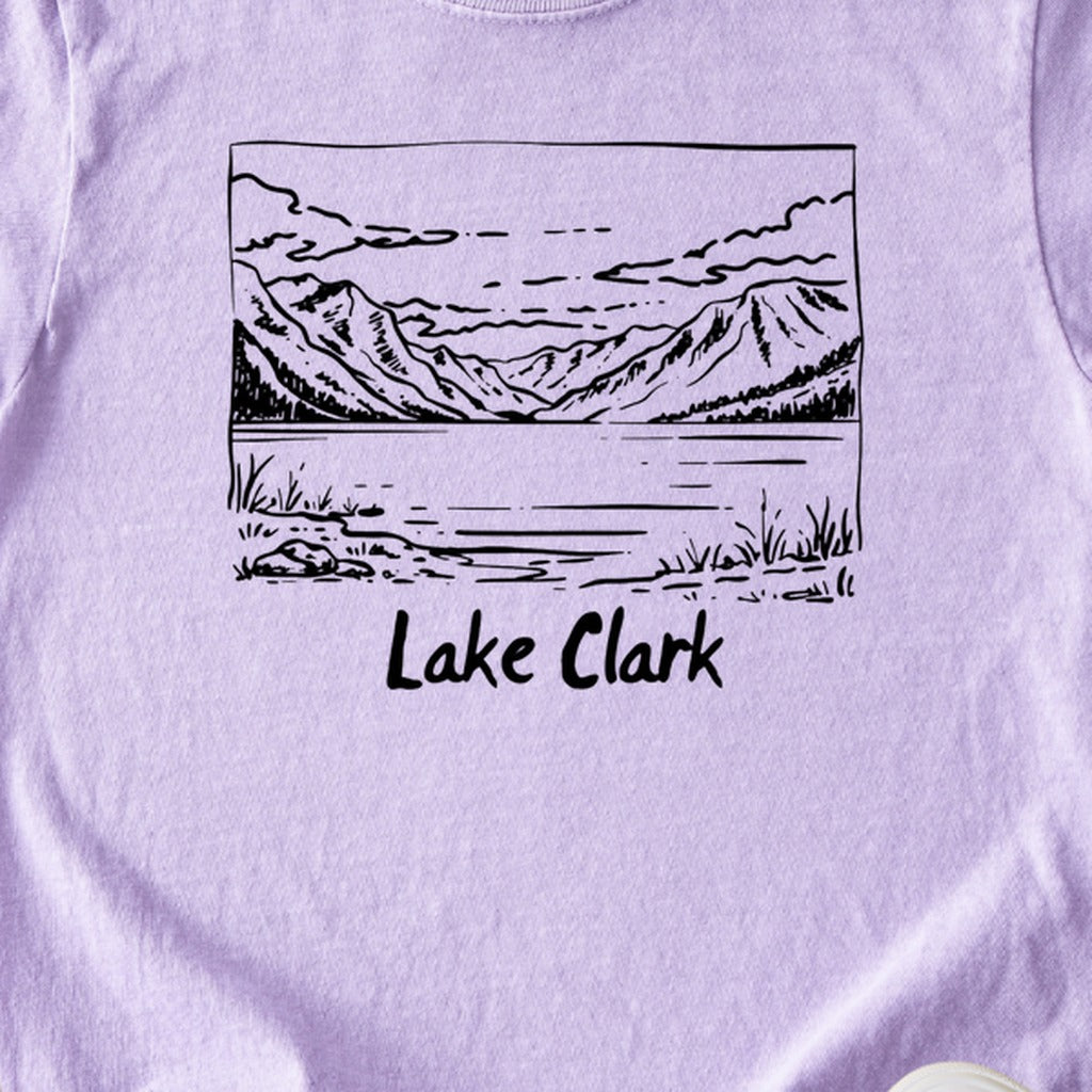 Lake Clark Line Drawing Kids Cotton T-Shirt
