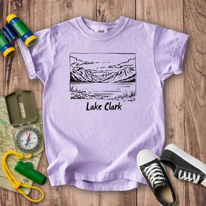 Lake Clark Line Drawing Kids Cotton T-Shirt