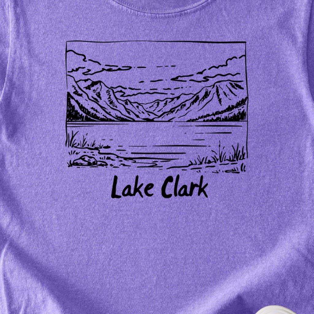 Lake Clark Line Drawing Kids Cotton T-Shirt