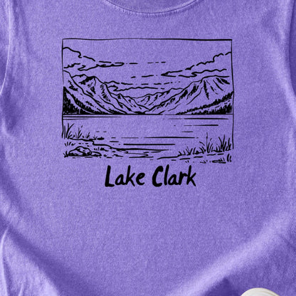 Lake Clark Line Drawing Kids Cotton T-Shirt
