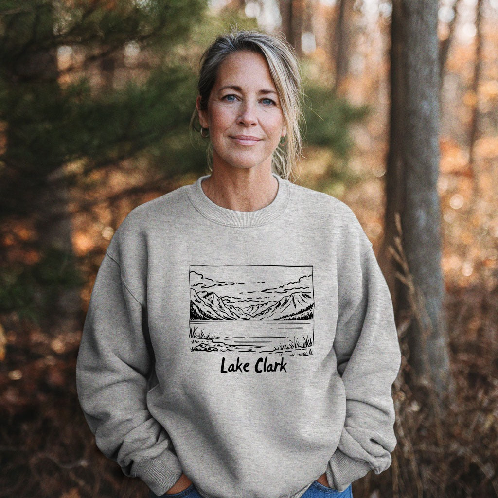 Lake Clark Line Drawing Crewneck Sweatshirt