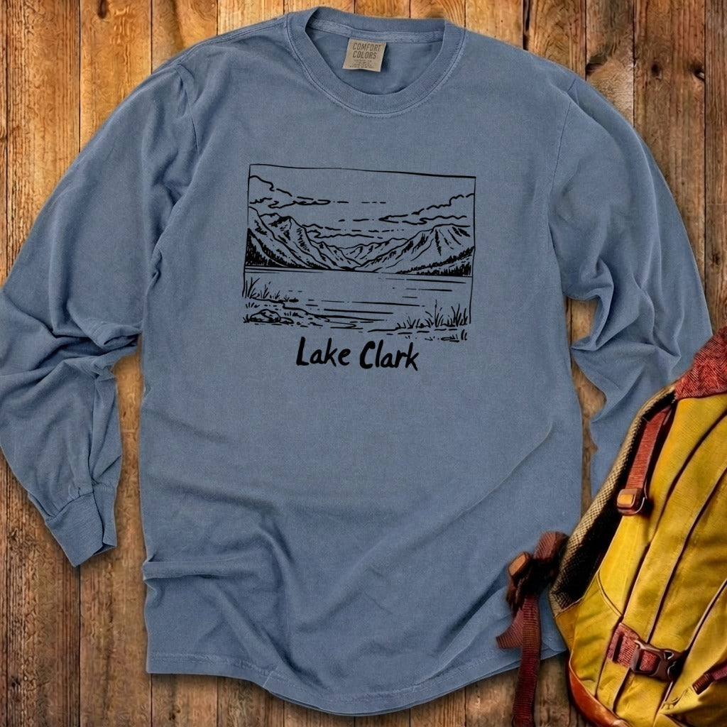Lake Clark Line Drawing Premium Long Sleeve