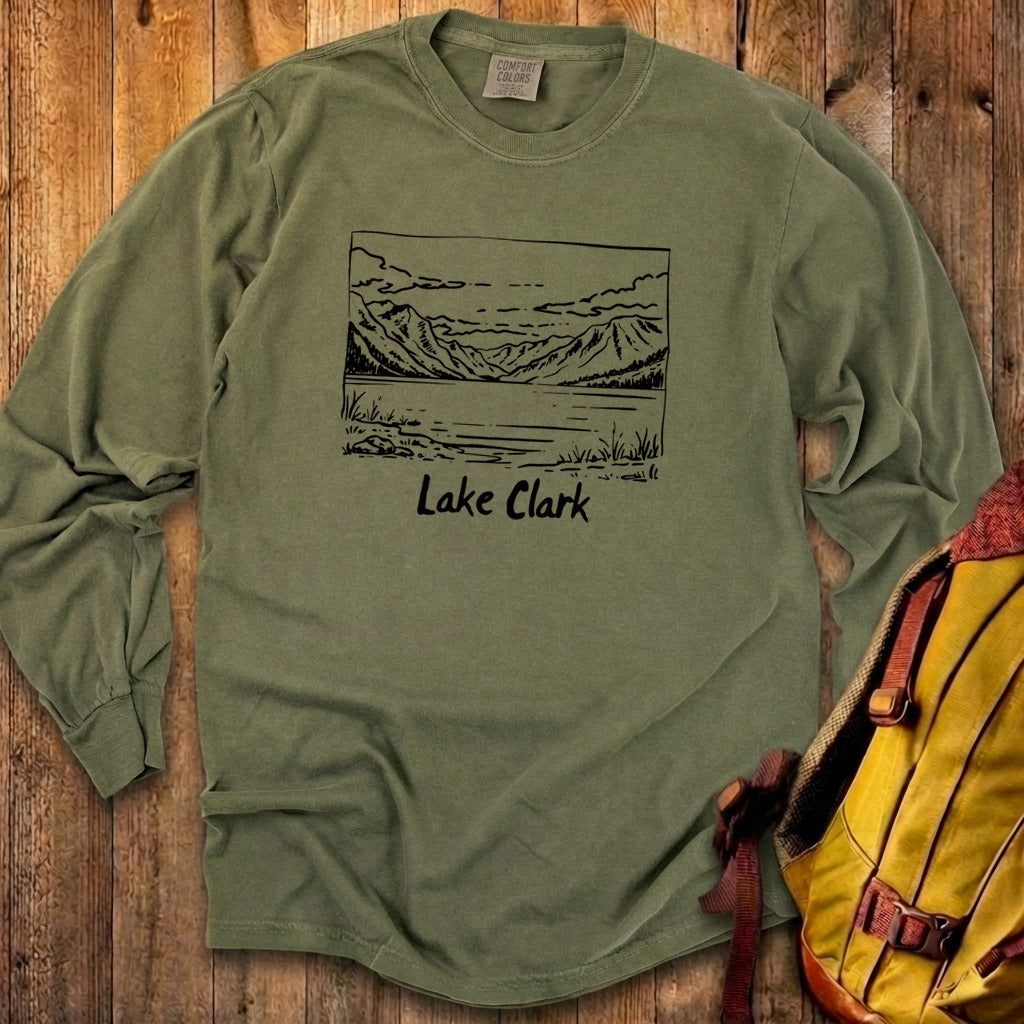 Lake Clark Line Drawing Premium Long Sleeve