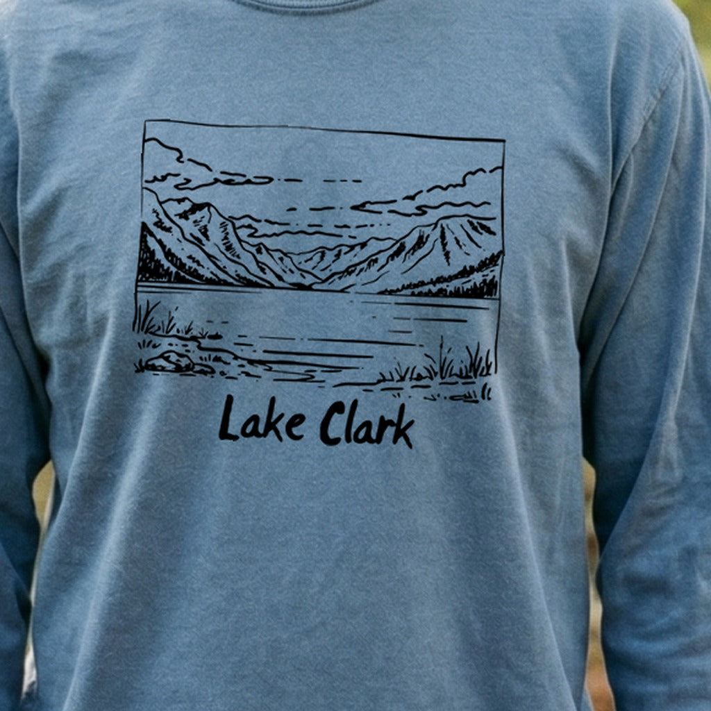Lake Clark Line Drawing Premium Long Sleeve
