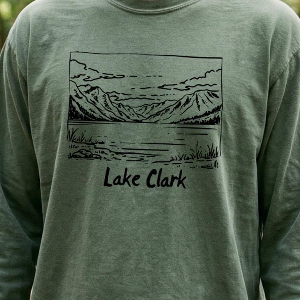 Lake Clark Line Drawing Premium Long Sleeve