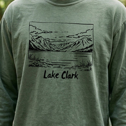 Lake Clark Line Drawing Premium Long Sleeve