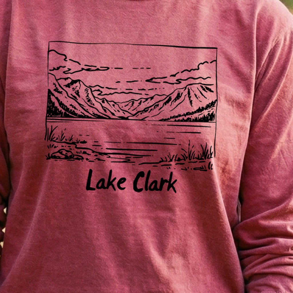 Lake Clark Line Drawing Premium Long Sleeve
