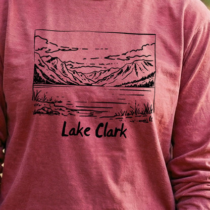 Lake Clark Line Drawing Premium Long Sleeve