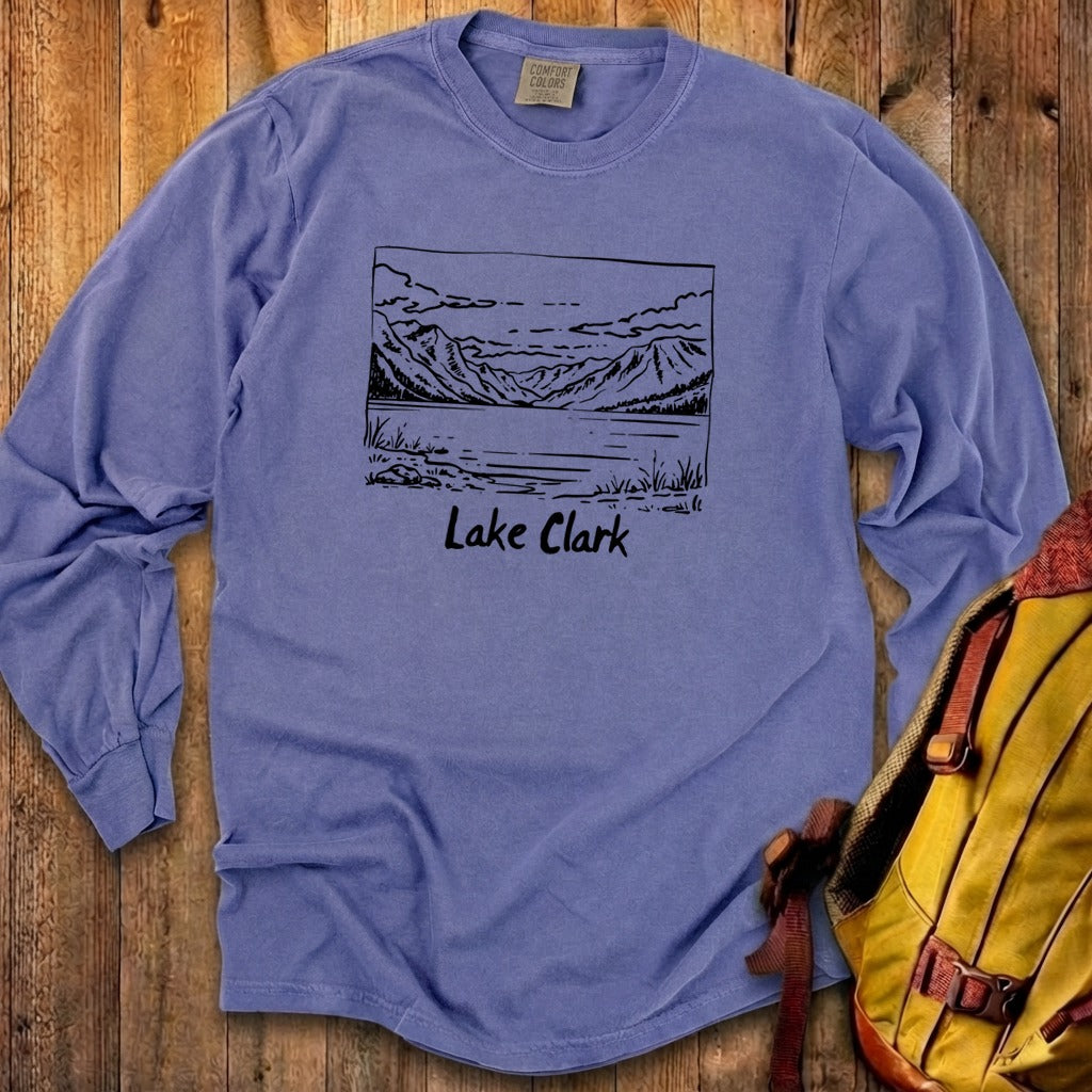 Lake Clark Line Drawing Premium Long Sleeve