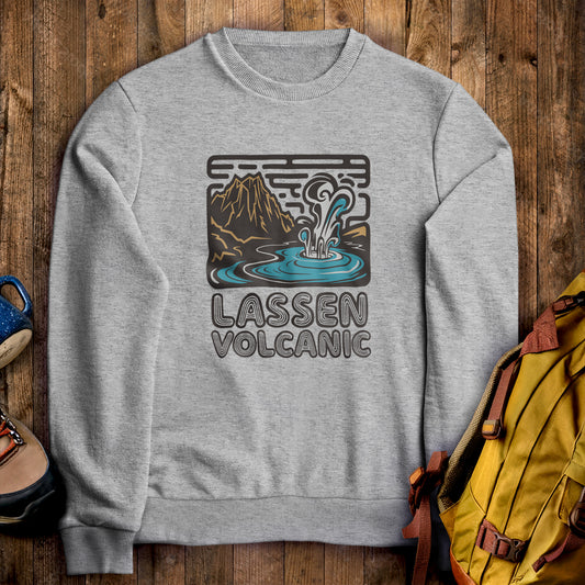 Lassen Volcanic National Park Crewneck Sweatshirt Sport Grey Adventure and Outdoors Themed Sweatshirt