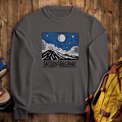 Lassen Volcanic at Night Crewneck Sweatshirt