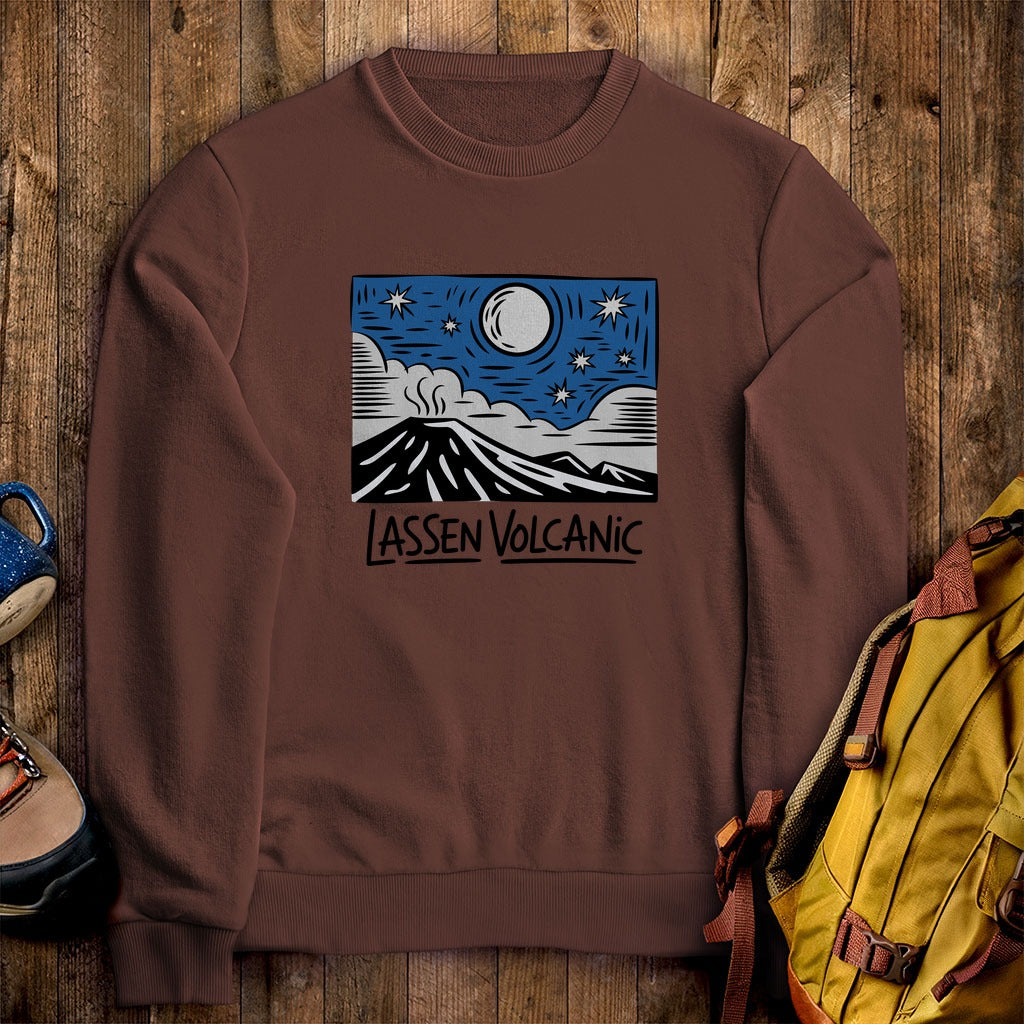 Lassen Volcanic at Night Crewneck Sweatshirt