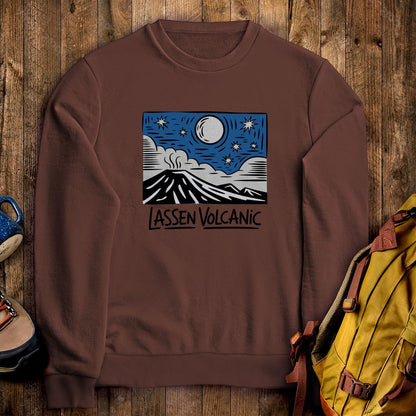Lassen Volcanic at Night Crewneck Sweatshirt