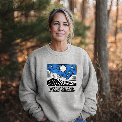 Lassen Volcanic at Night Crewneck Sweatshirt