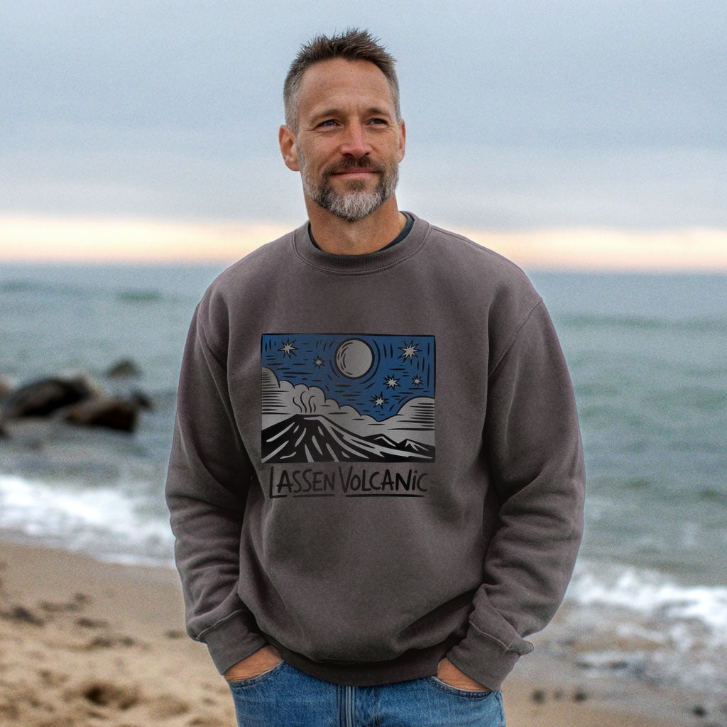 Lassen Volcanic at Night Crewneck Sweatshirt