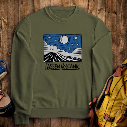 Lassen Volcanic at Night Crewneck Sweatshirt