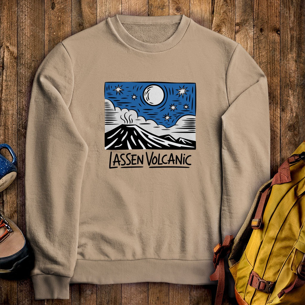 Lassen Volcanic at Night Crewneck Sweatshirt
