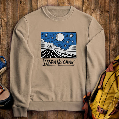 Lassen Volcanic at Night Crewneck Sweatshirt