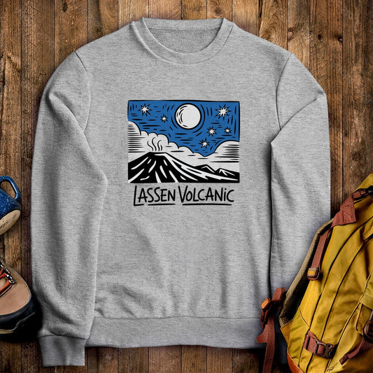 Lassen Volcanic at Night Crewneck Sweatshirt