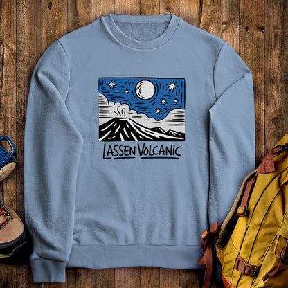 Lassen Volcanic at Night Crewneck Sweatshirt