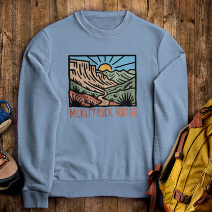 McKittrick Ridge Crewneck Sweatshirt Stone Blue Adventure and Outdoors Themed Sweatshirt