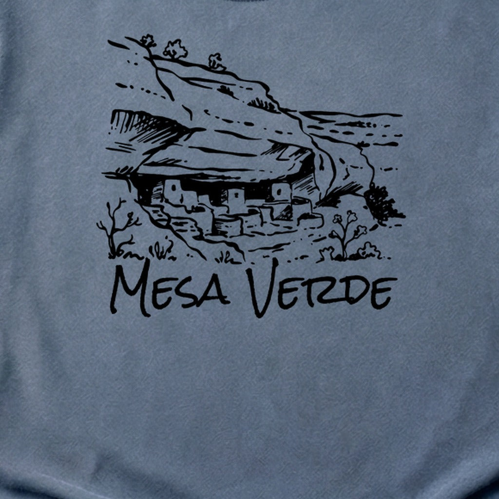 Mesa Verde National Park Line Drawing Cotton T-Shirt