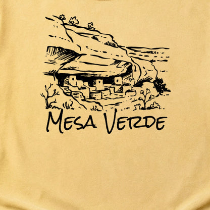 Mesa Verde National Park Line Drawing Cotton T-Shirt