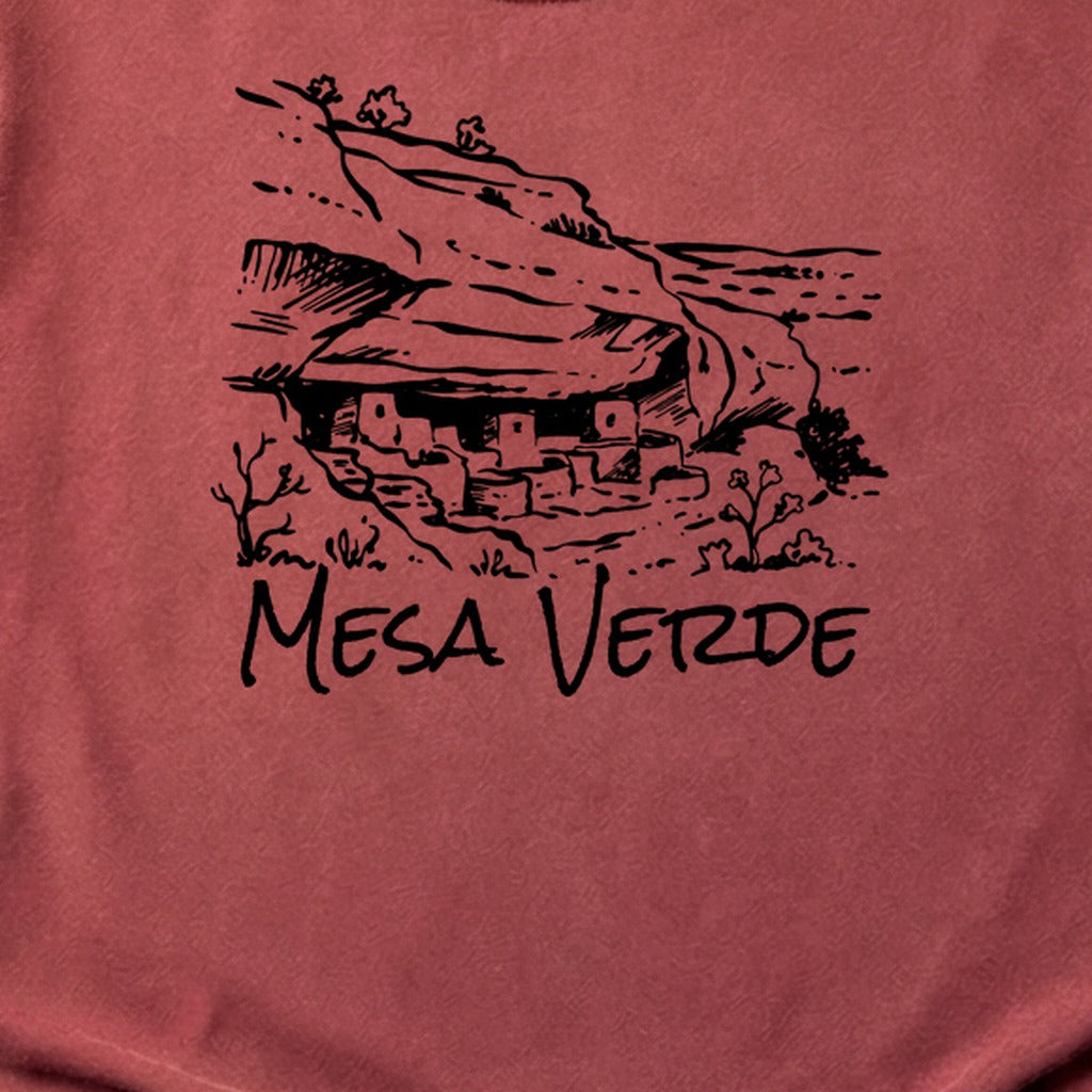 Mesa Verde National Park Line Drawing Cotton T-Shirt
