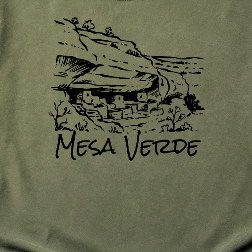 Mesa Verde National Park Line Drawing Cotton T-Shirt