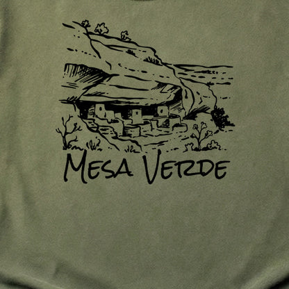 Mesa Verde National Park Line Drawing Cotton T-Shirt