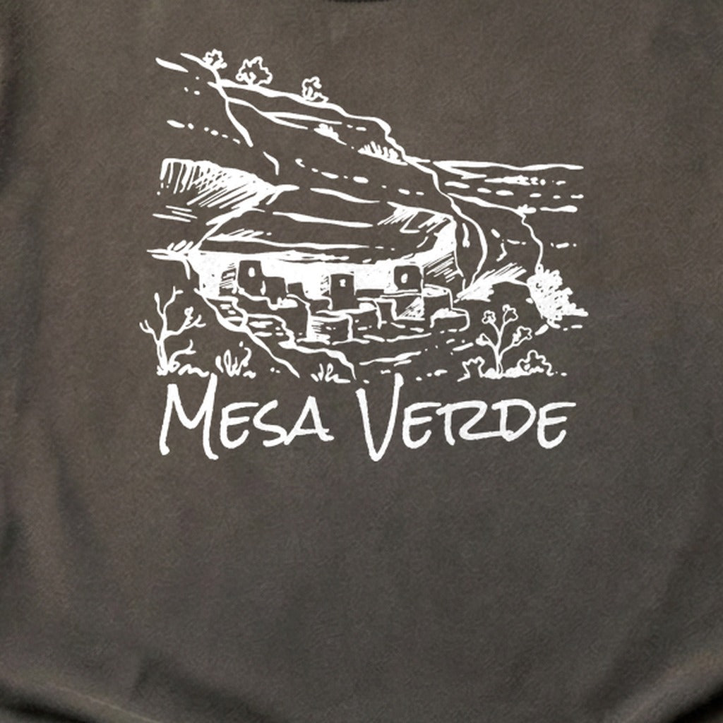 Mesa Verde National Park Line Drawing Cotton T-Shirt