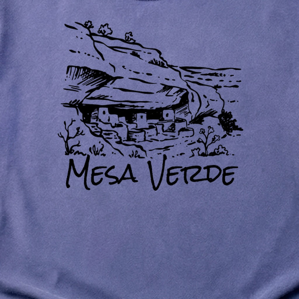 Mesa Verde National Park Line Drawing Cotton T-Shirt