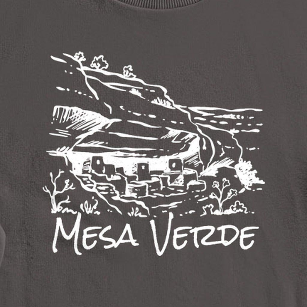 Mesa Verde National Park Line Drawing Crewneck Sweatshirt